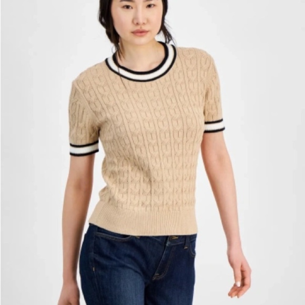 Tommy Hilfiger Beige Cable Knit Sweater